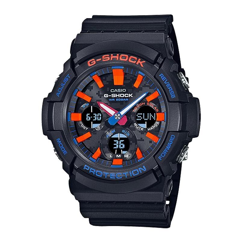 Casio G-Shock GAS-100CT-1A 藍橙色 城市迷彩 太陽能 手錶 (香港行貨)