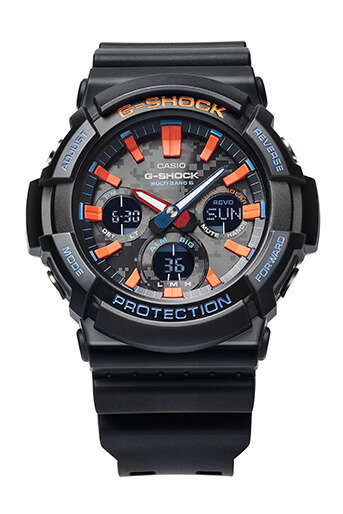Casio G-Shock GAS-100CT-1A 藍橙色 城市迷彩 太陽能 手錶 (香港行貨)