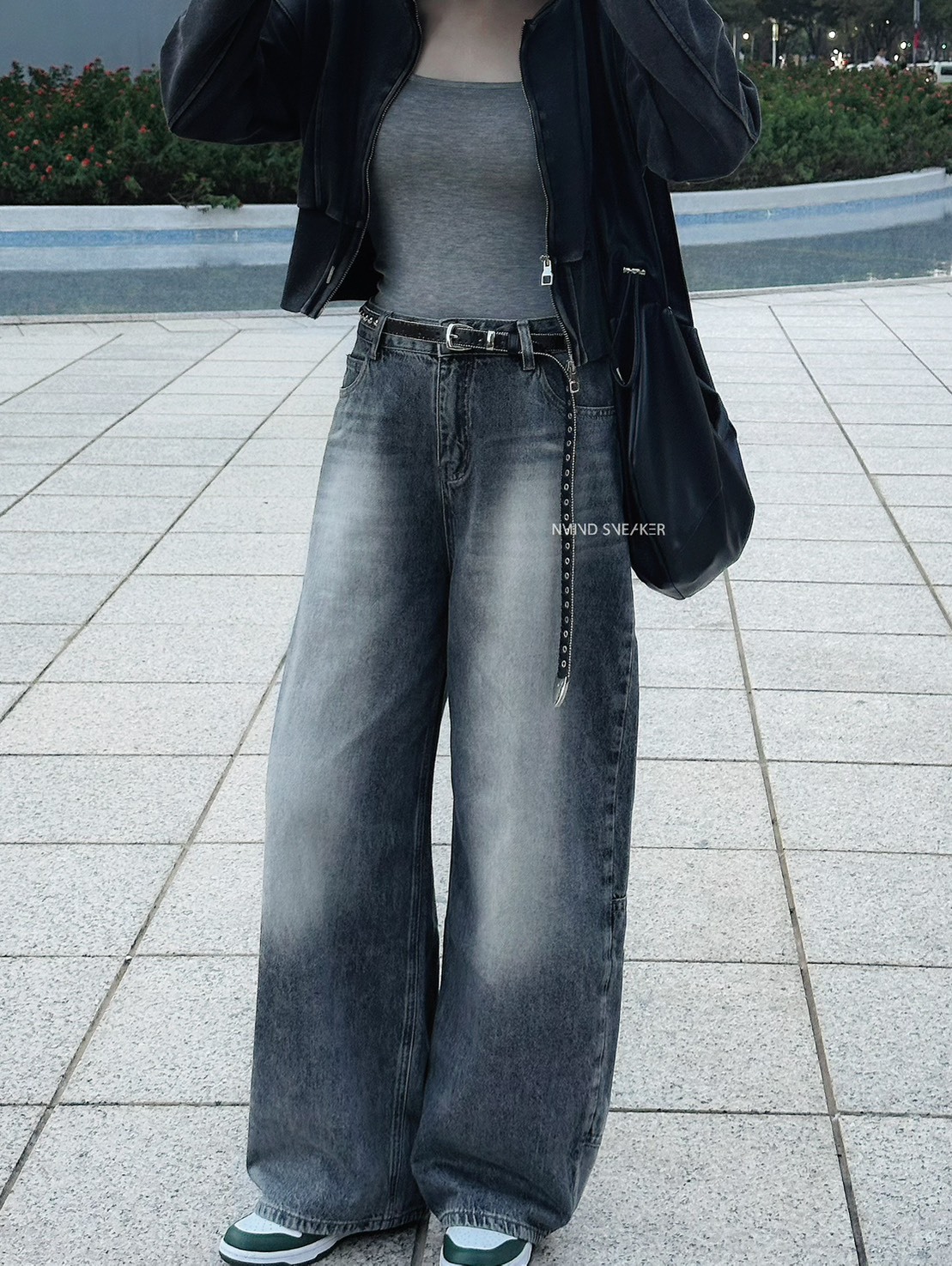 拜託要買‼️質感灰藍微繭型牛仔褲