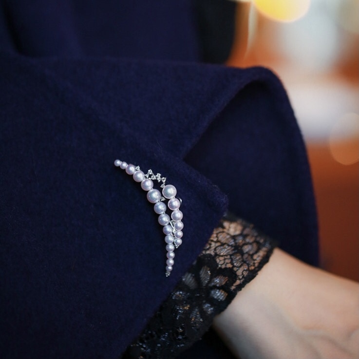 彩凜珠設計系列 - 18K金日本Akoya珍珠鑽石吊墜/胸針兩用