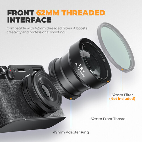 FREEWELL Fuji X100VI/X100V 1.5x Telephoto Lens (Black)