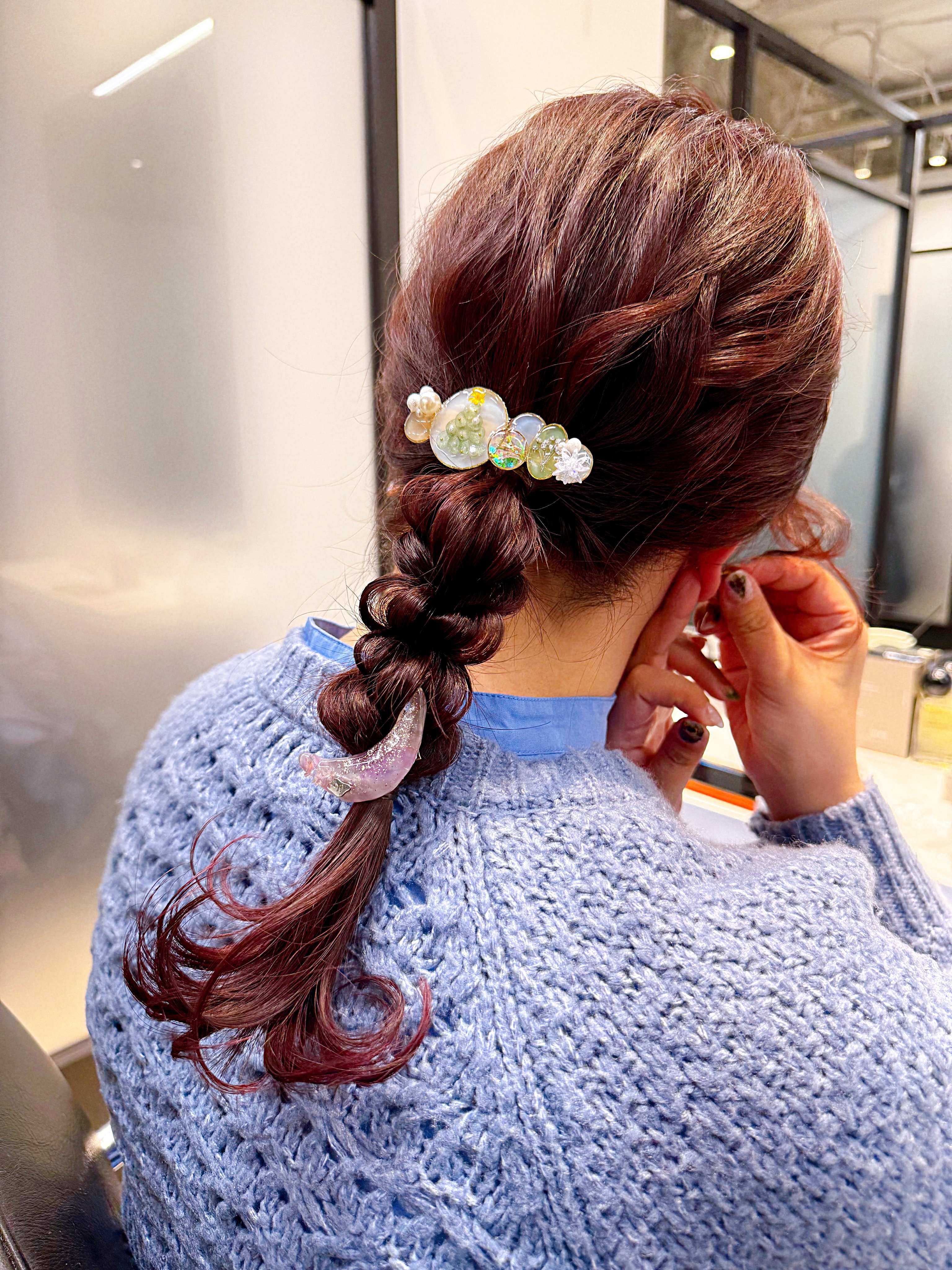 [手作] 聖誕樹耳環/髮夾