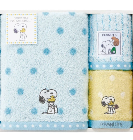 日本SNOOPY毛巾禮盒套裝(大浴巾+方巾2枚) (非日本製)