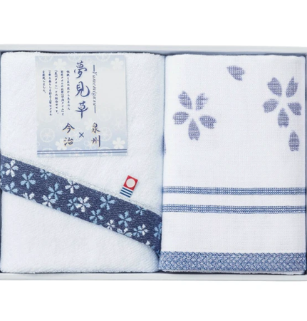 日本今治x夢見草毛巾禮盒套裝(長毛巾2枚) (日本製)