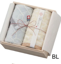 日本今治x千歳はんかち木盒方巾套裝25x25(2枚入) (日本製)