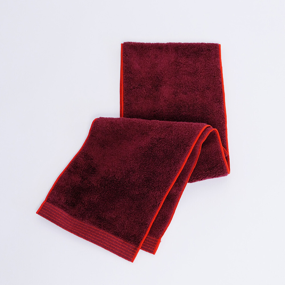 日本今治xSHESAY滾邊設計特長毛巾18x120(紅) (日本製)
