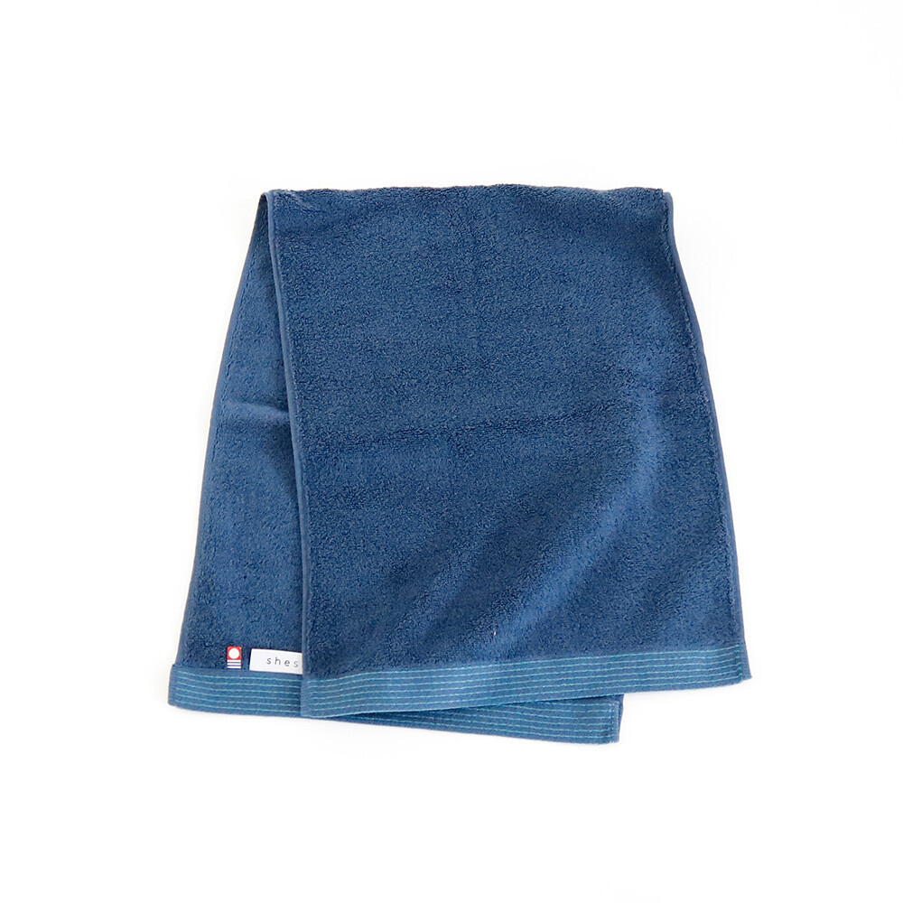日本今治xSHESAY滾邊設計長毛巾34x90(藍) (日本製)