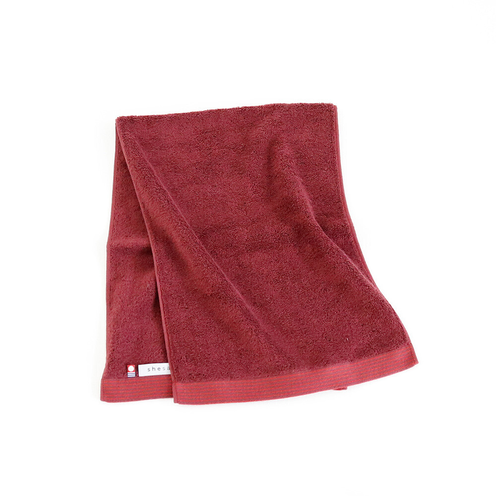 日本今治xSHESAY滾邊設計長毛巾34x90(紅) (日本製)