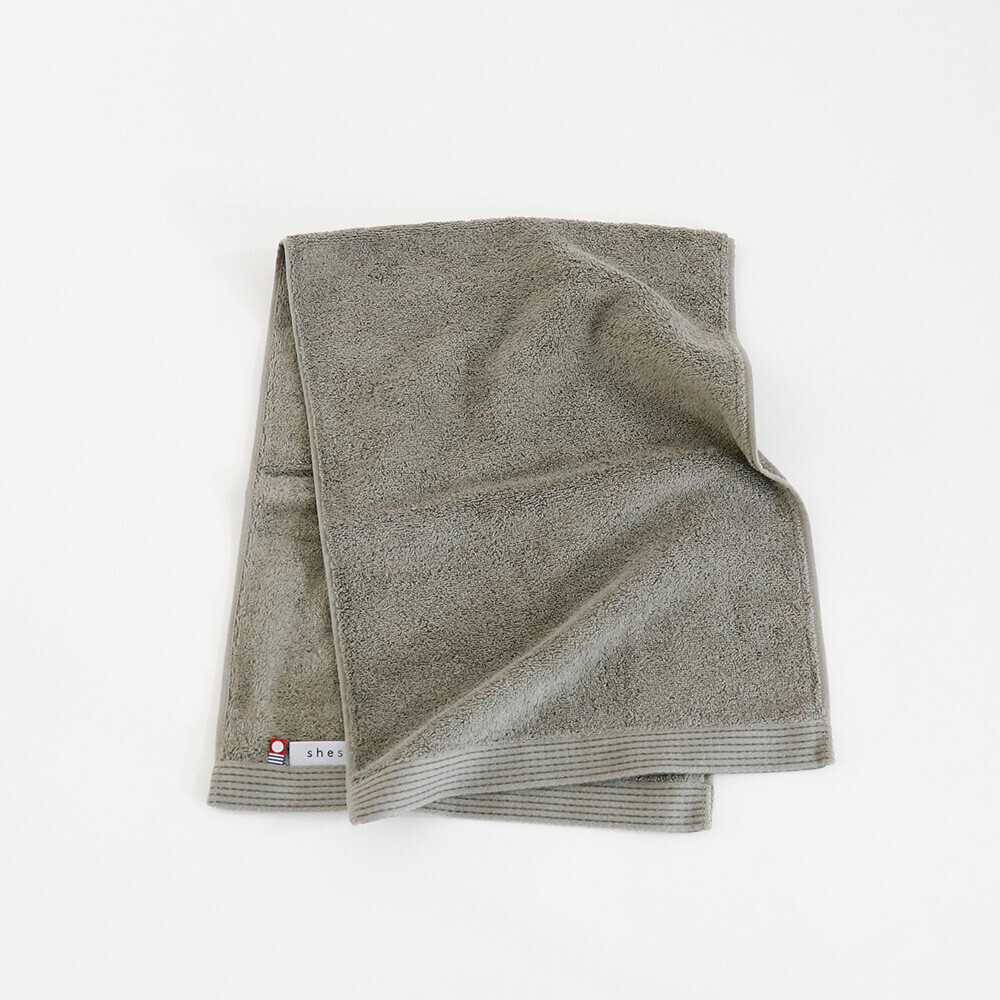 日本今治xSHESAY滾邊設計長毛巾34x90(淺灰) (日本製)