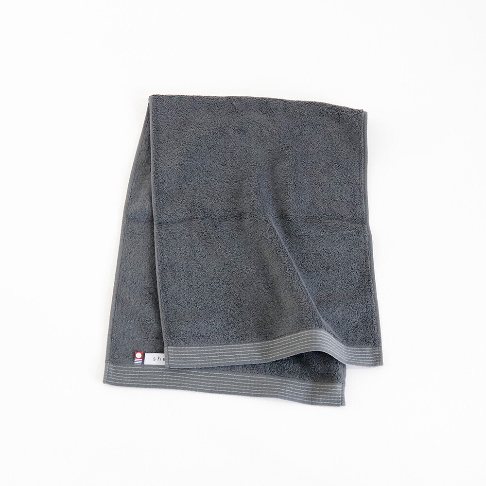 日本今治xSHESAY滾邊設計長毛巾34x90(深灰) (日本製)