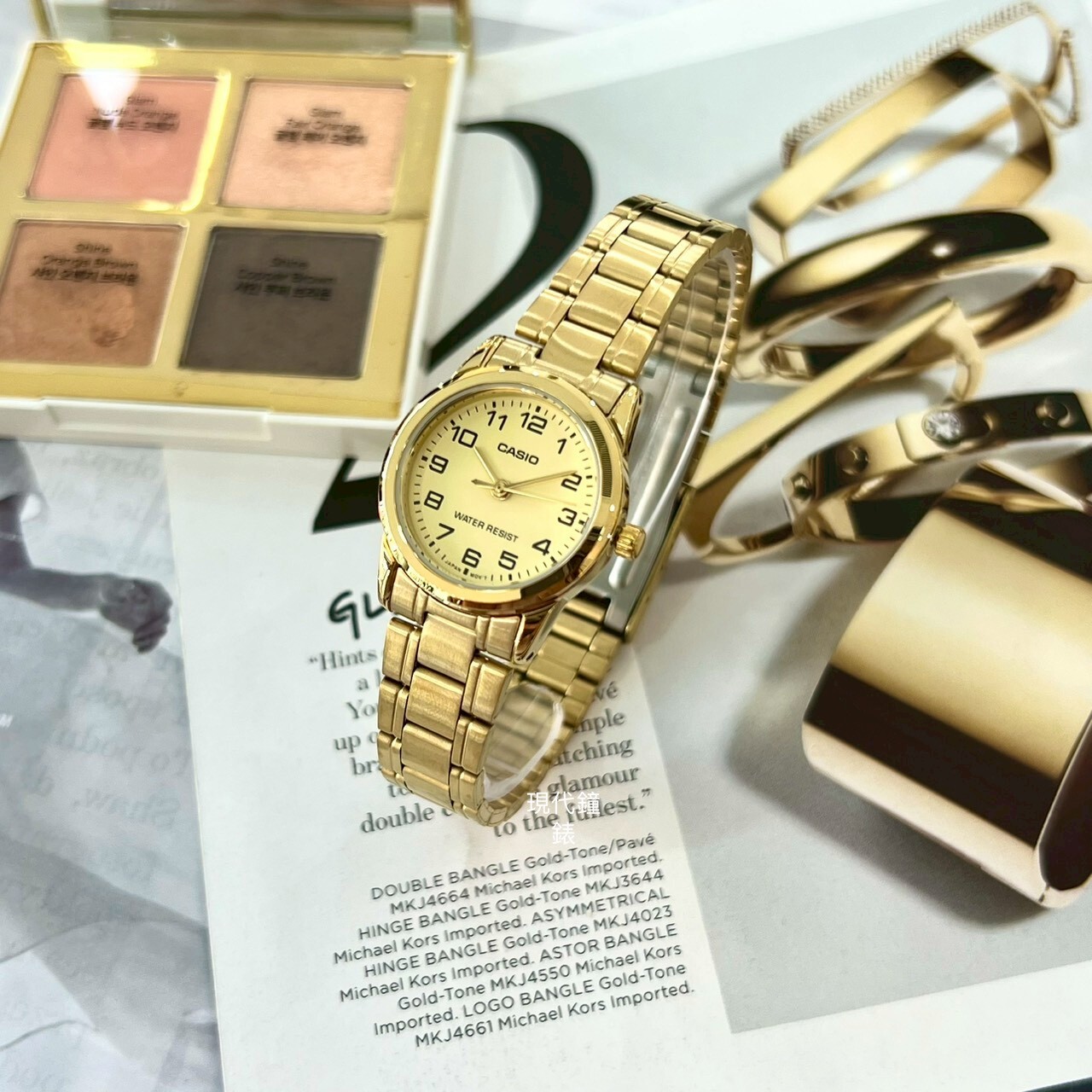 【CASIO 卡西歐】優雅復古數字刻度金色腕錶LTP-V001G-9B  25mm 現代鐘錶