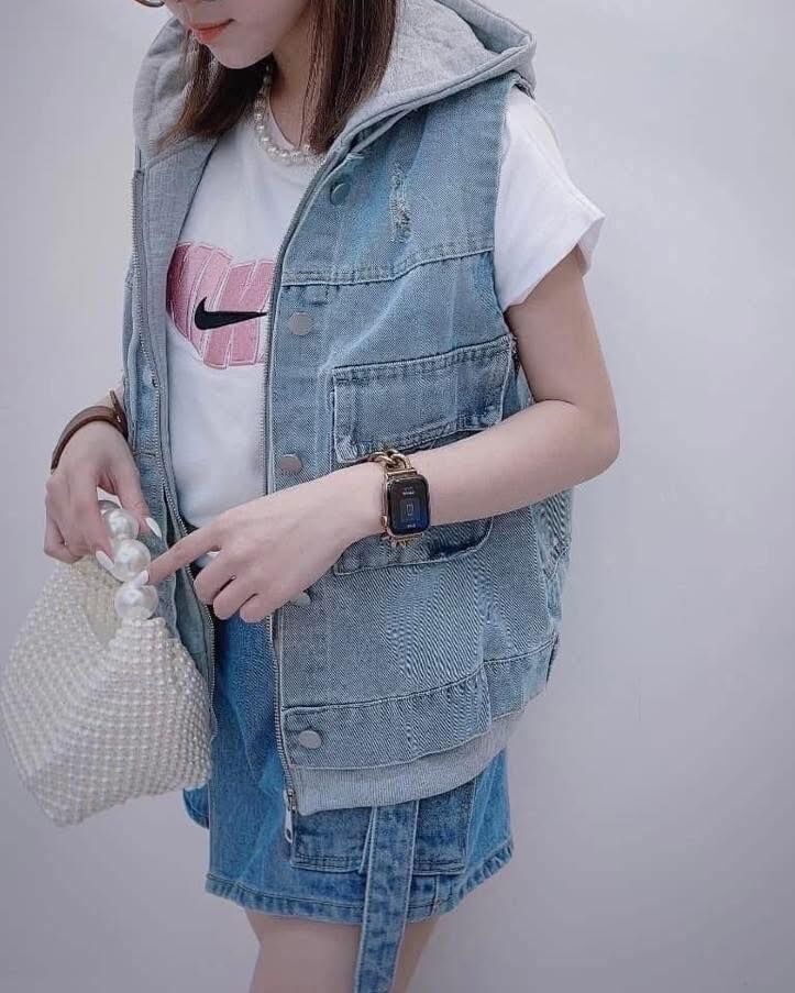 【休閒百搭的連帽牛仔背心】（現貨）