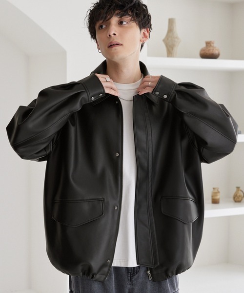 日本限定 MONO-MART  仿真皮 皮衣 皮外套 JK944BK