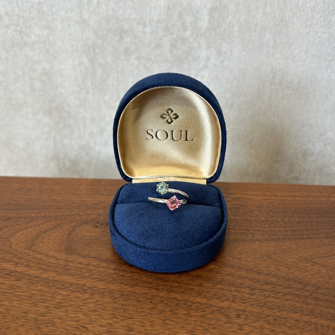 【訂製】碧璽18K雙石戒指