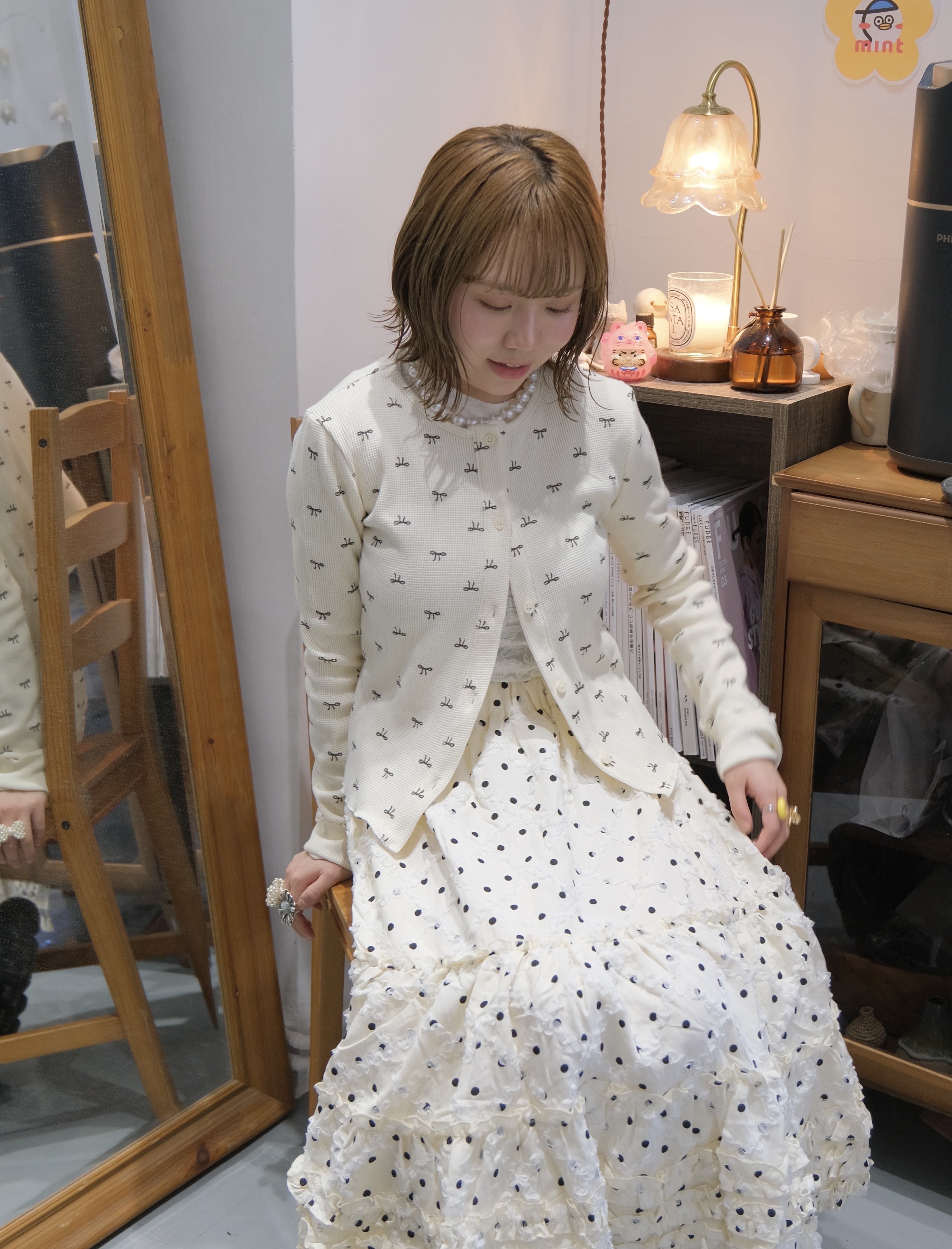 日系蝴蝶結印花TOP