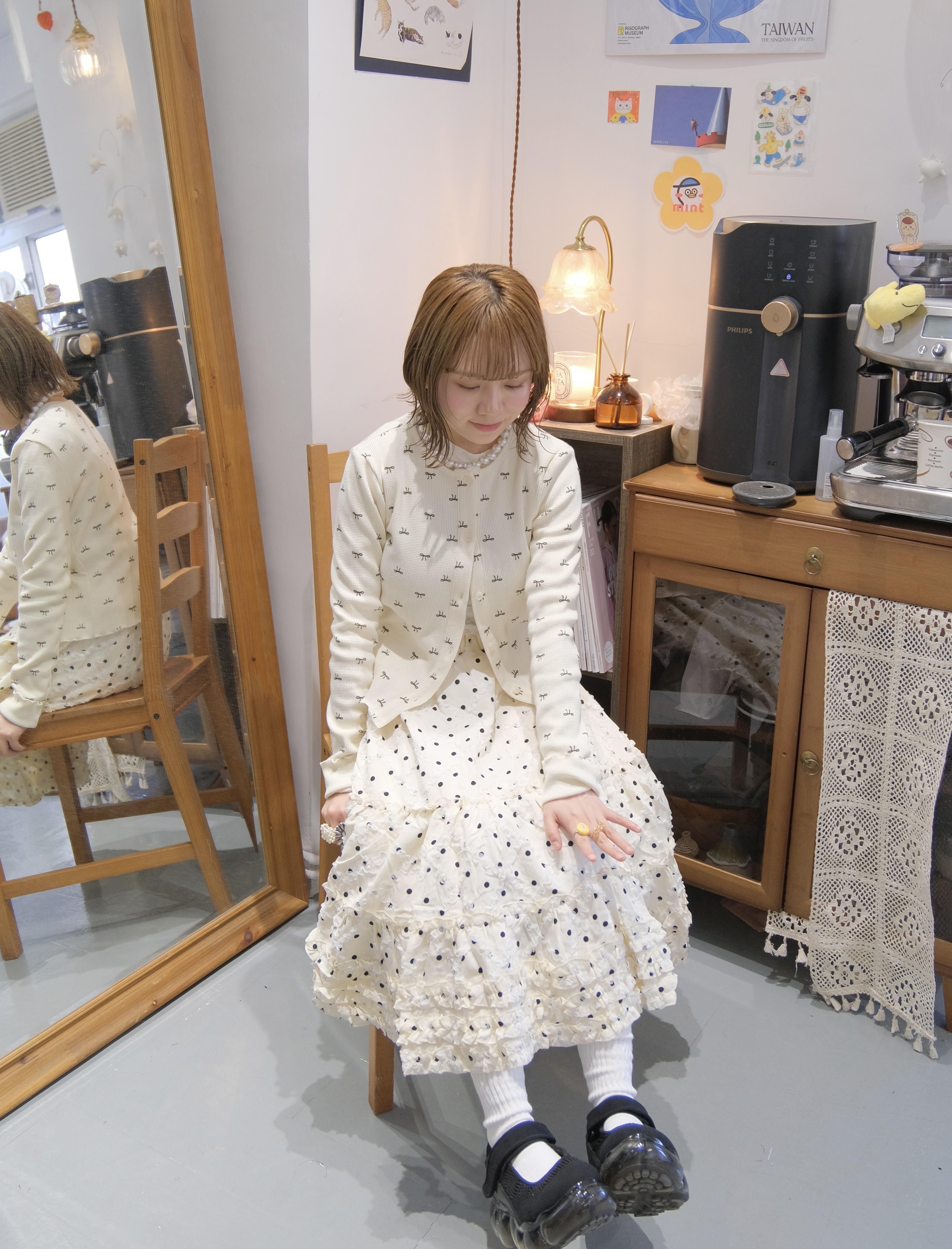 日系蝴蝶結印花TOP