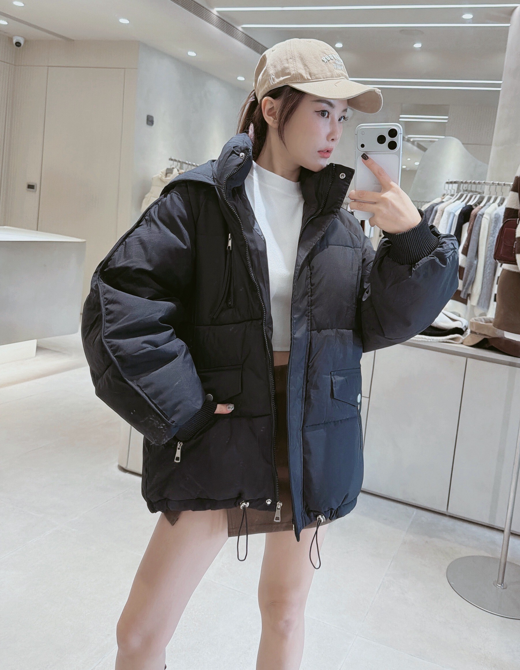 寬鬆連帽羽絨大外套