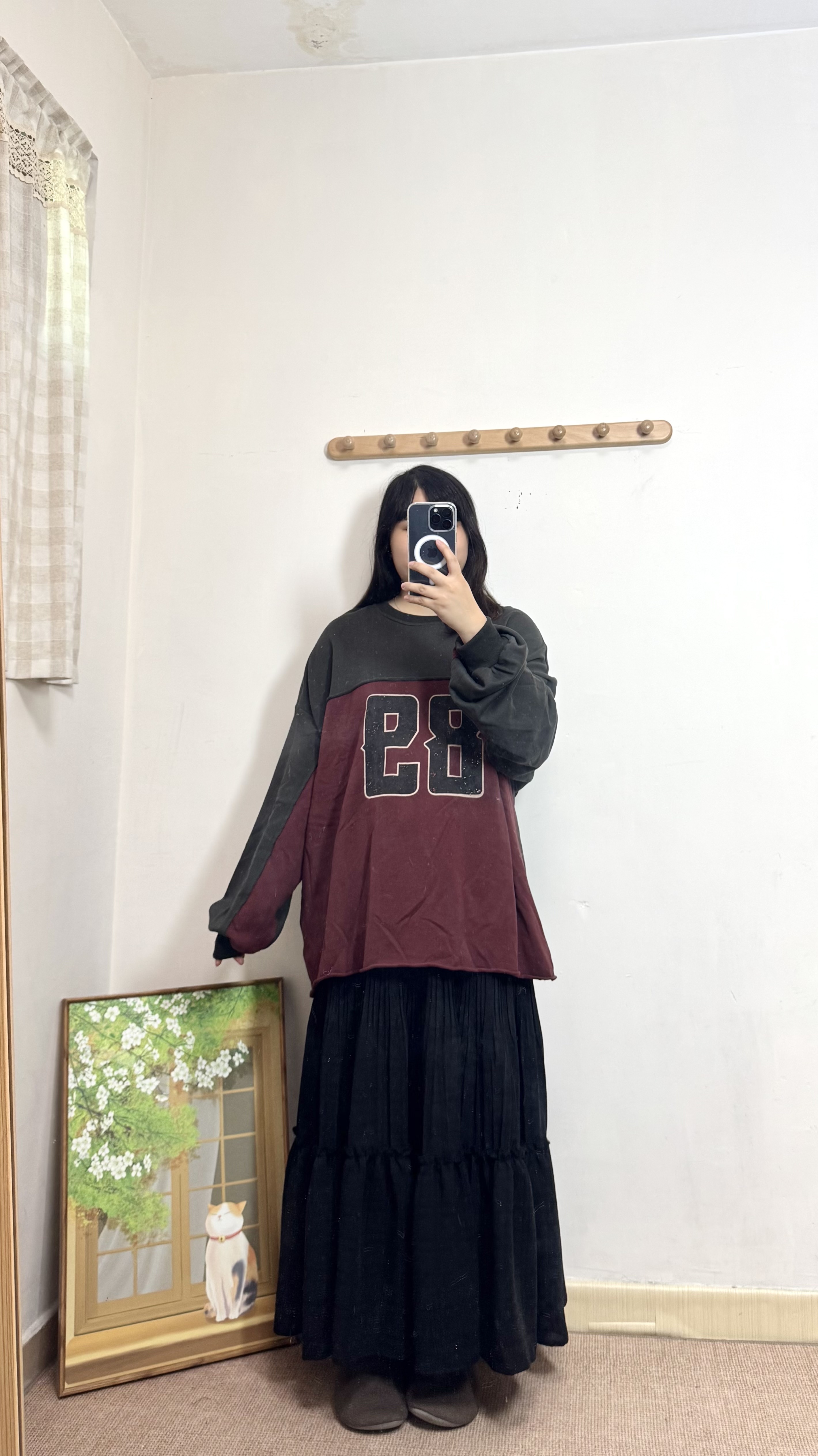 拼色數字Print 捲邊Top