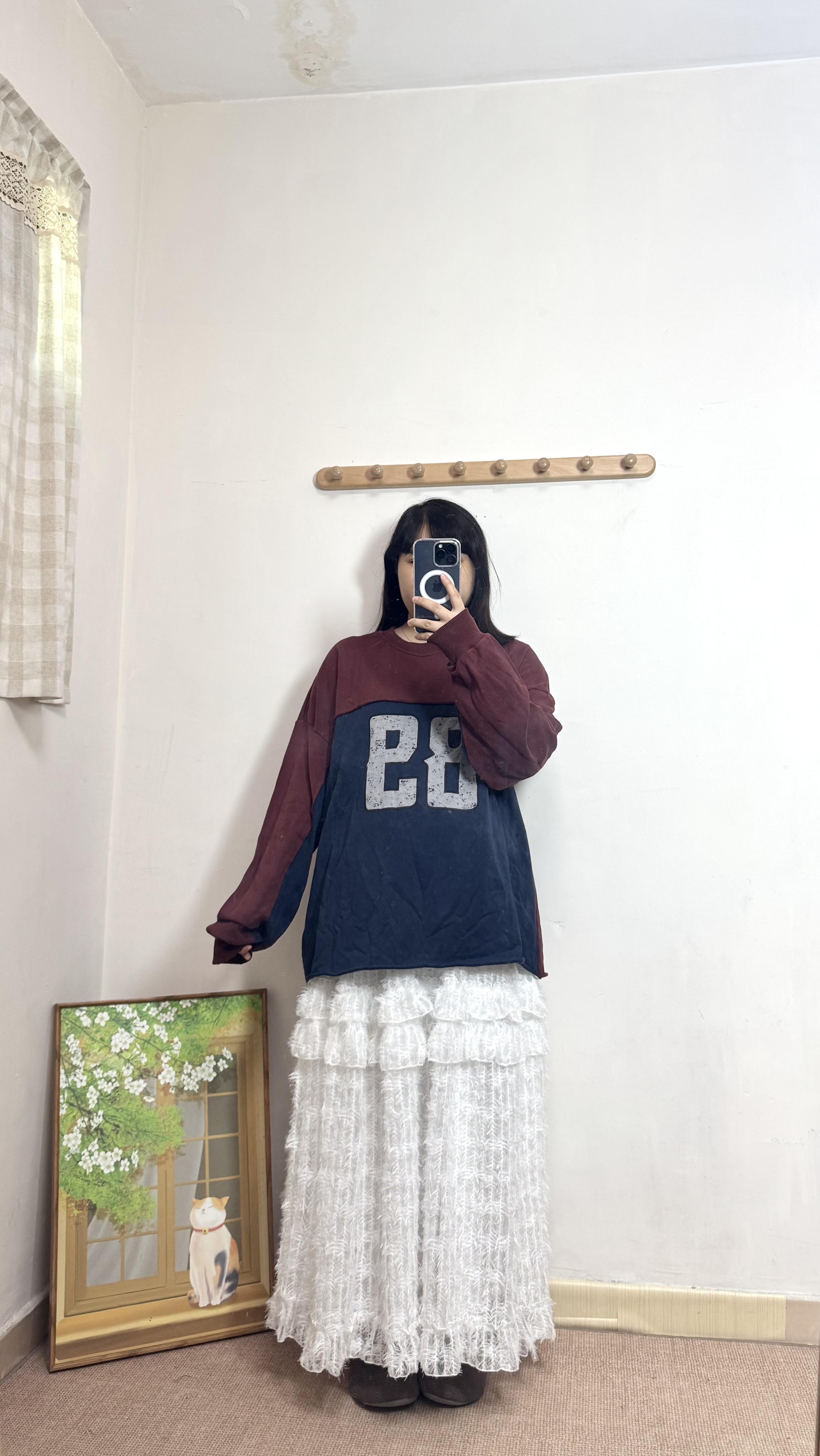 拼色數字Print 捲邊Top