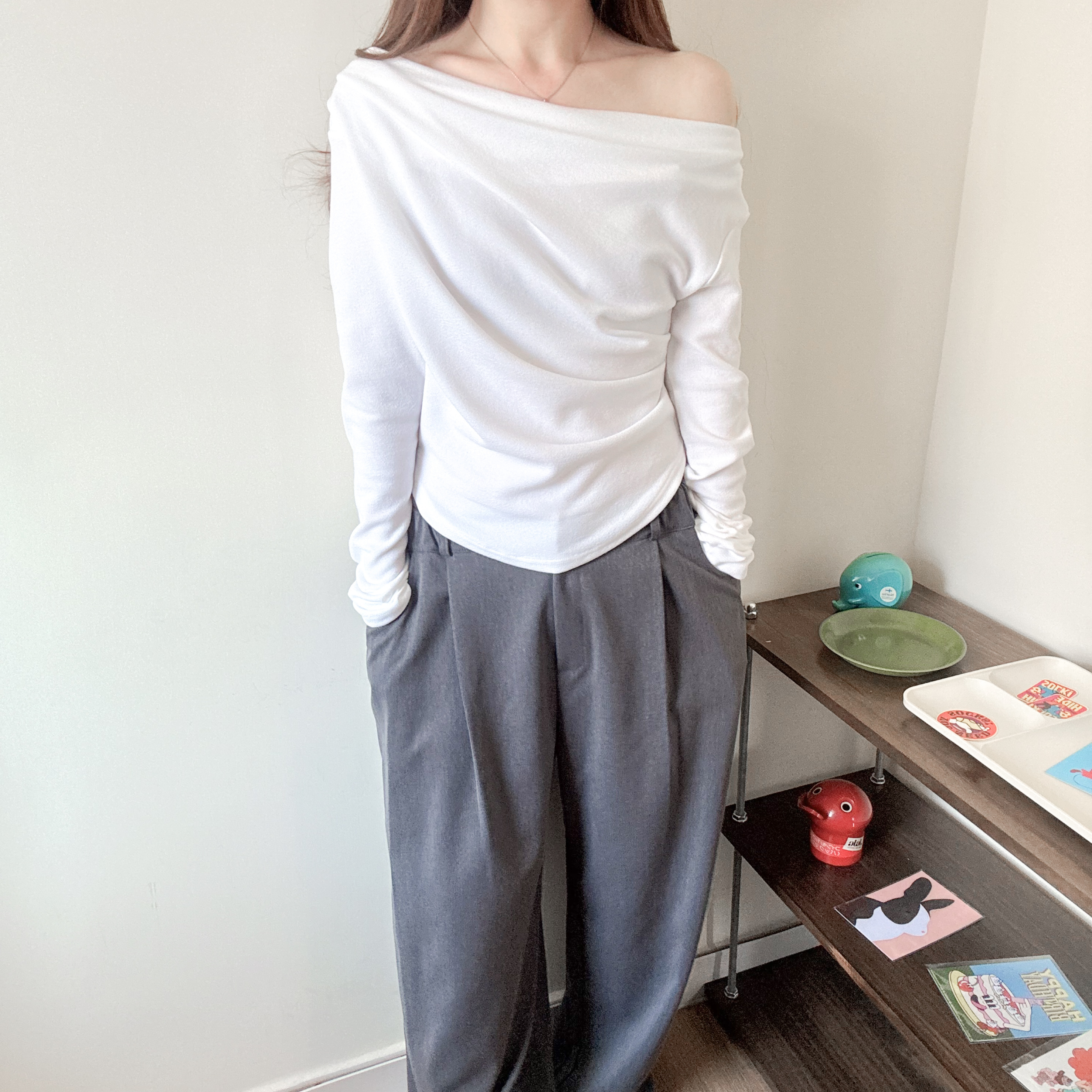 不規則皺摺厚棉top