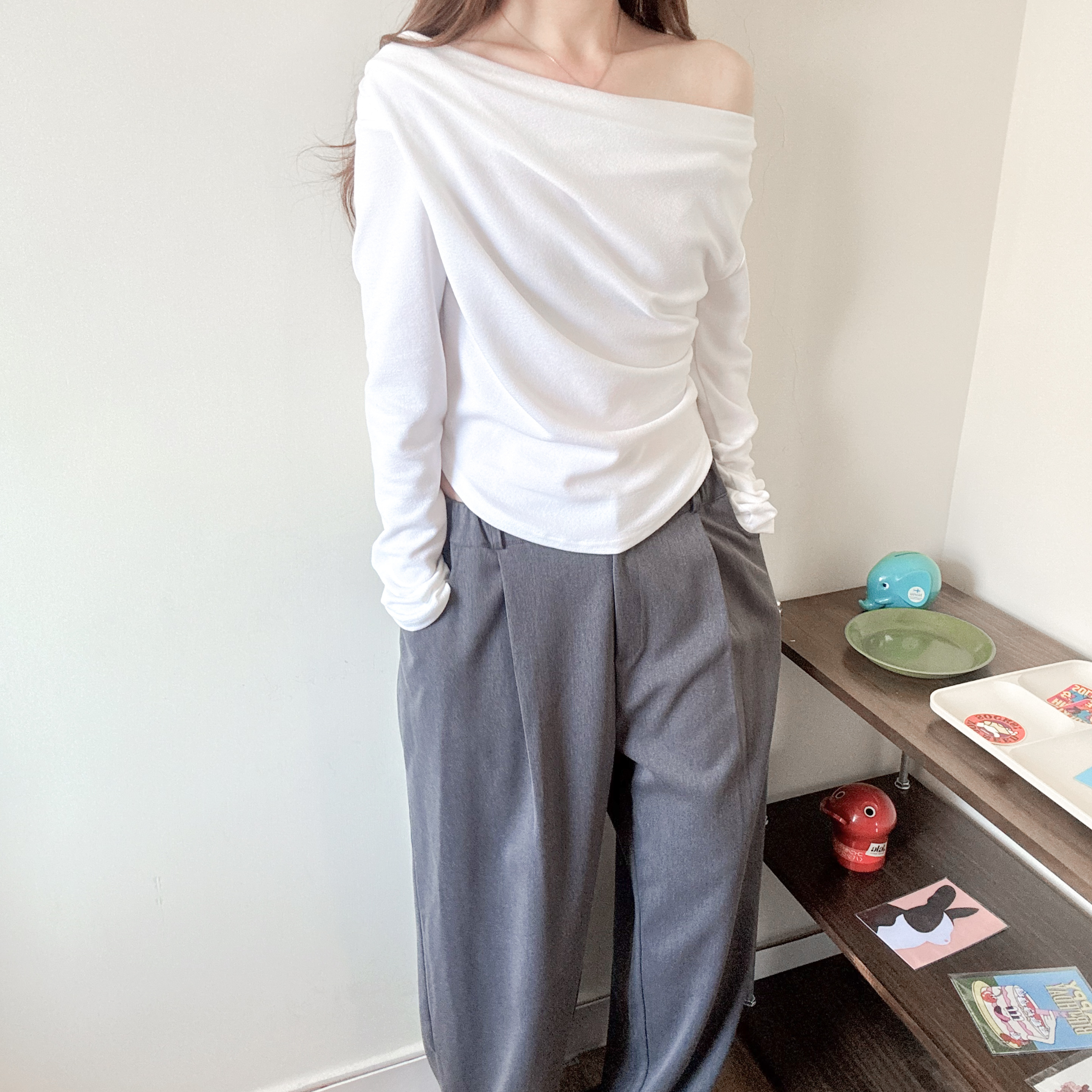 不規則皺摺厚棉top