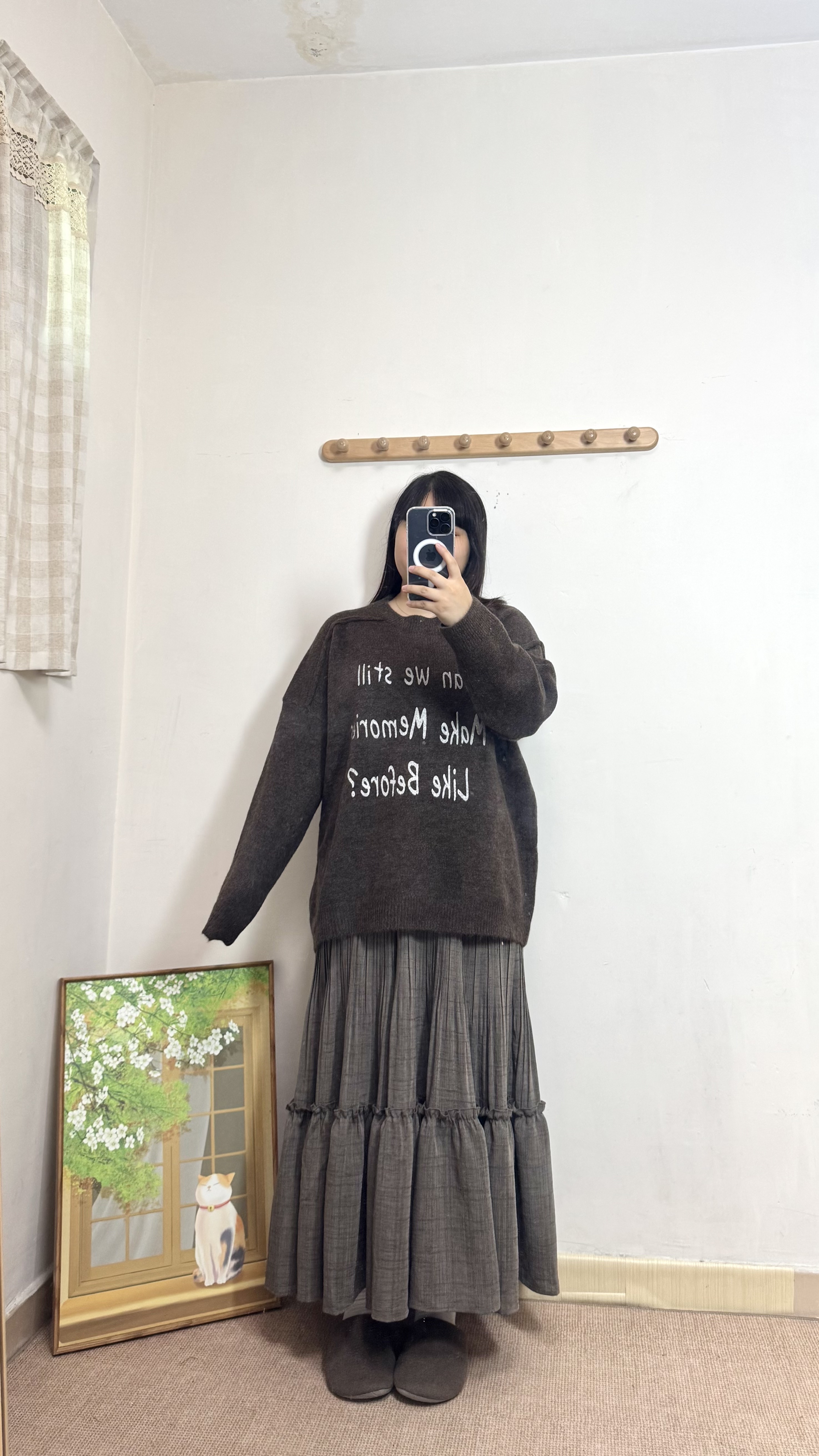 字Print柔軟針織闊身Top