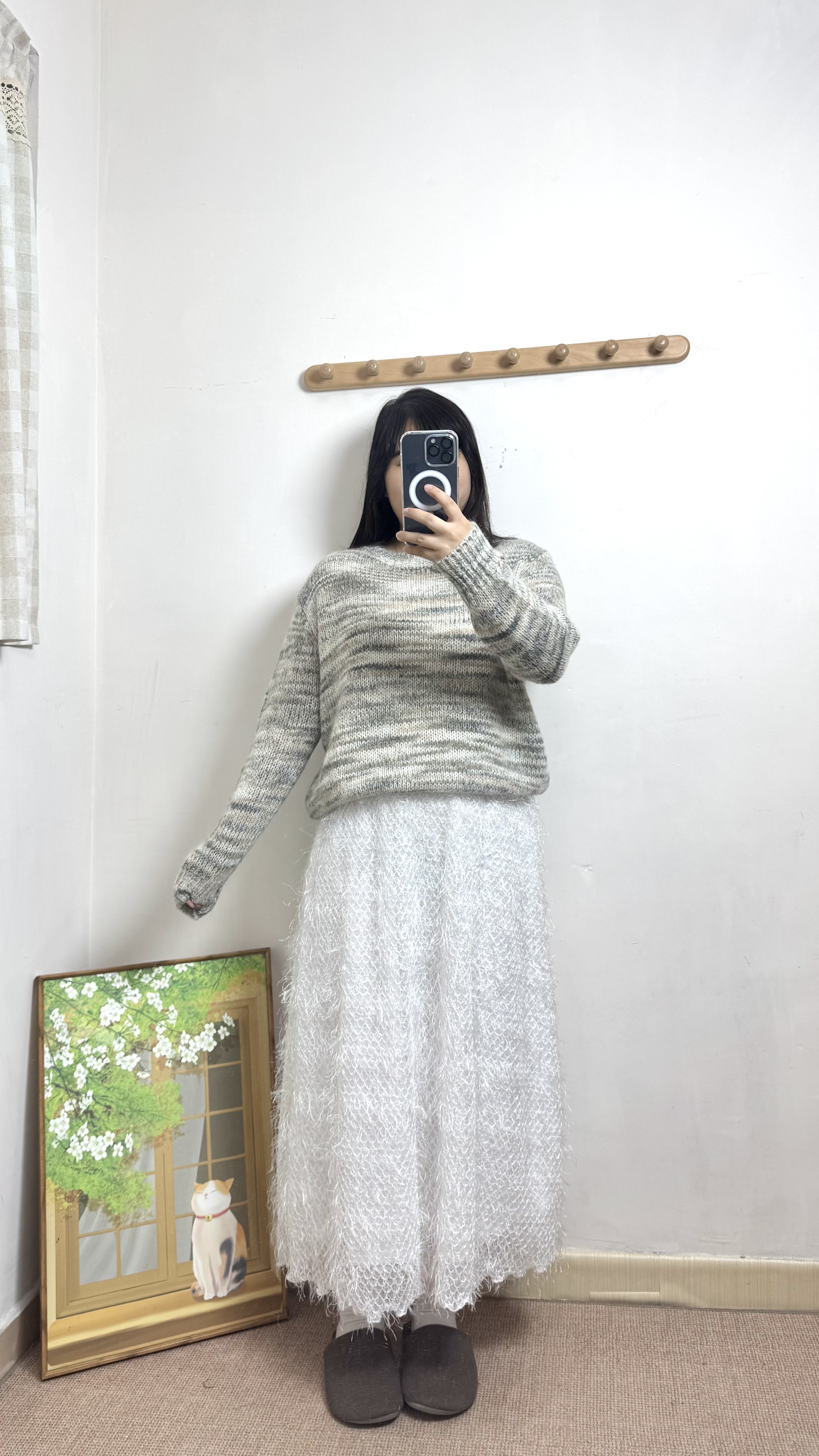 混色圓領薄身針織Top