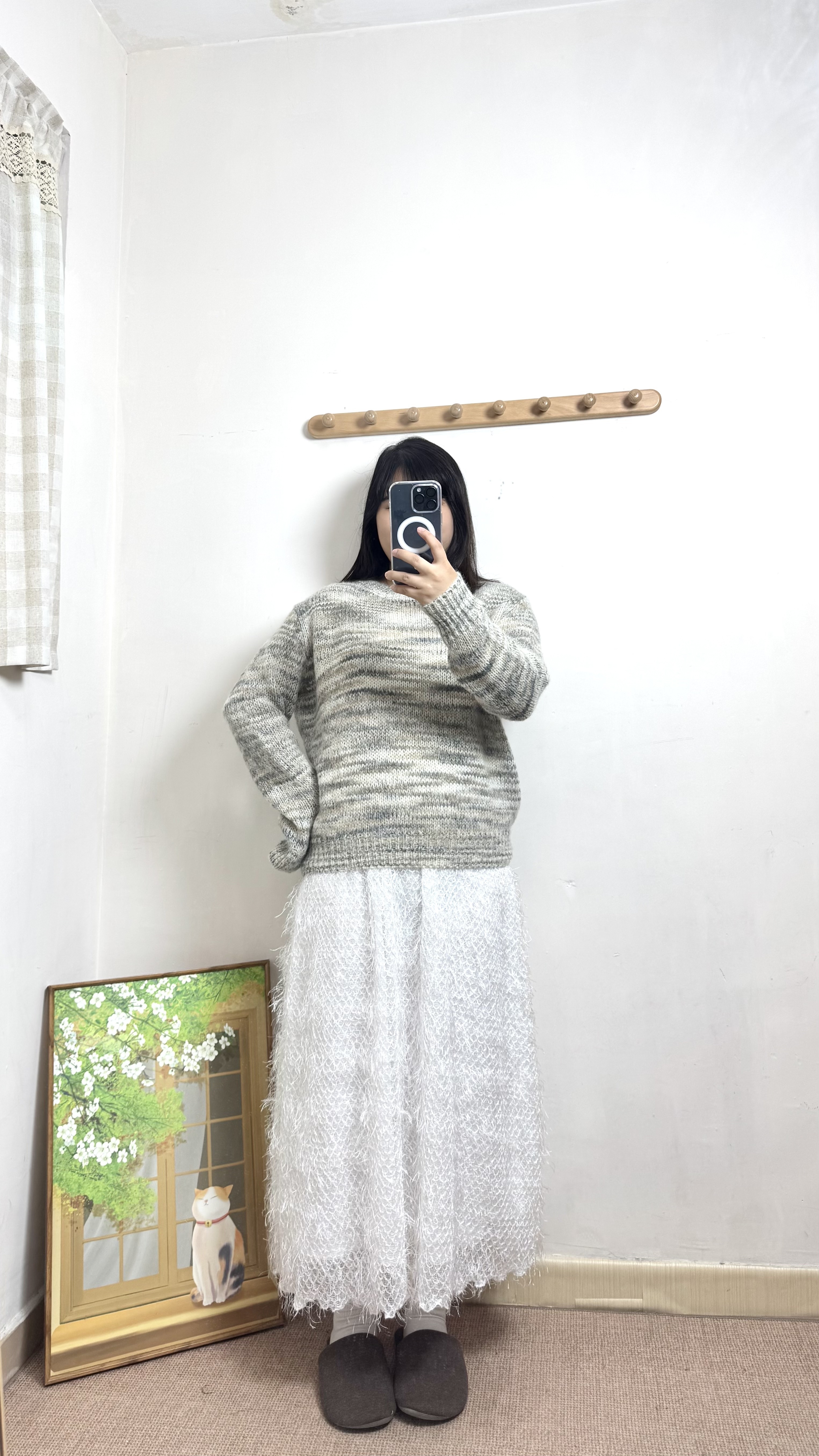 混色圓領薄身針織Top