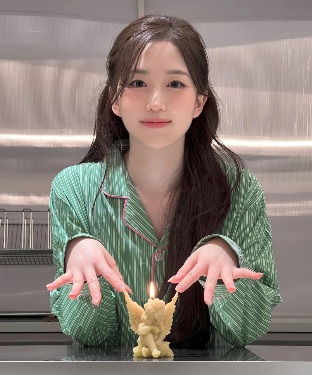 🇰🇷 Dossy Wednesday Long Sleeve Pajamas Set 綠粉 條紋 睡衣 套裝 組合 長袖 長褲 NMIXX Haewon 吳海嫄同款 / 預購