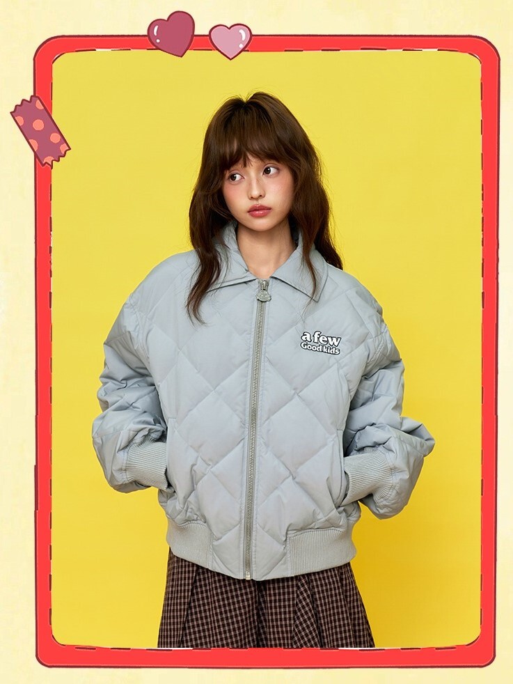 AFGK x 不二家 菱形格 背後人物刺繡 羽絨服  A FEW GOOD KIDS