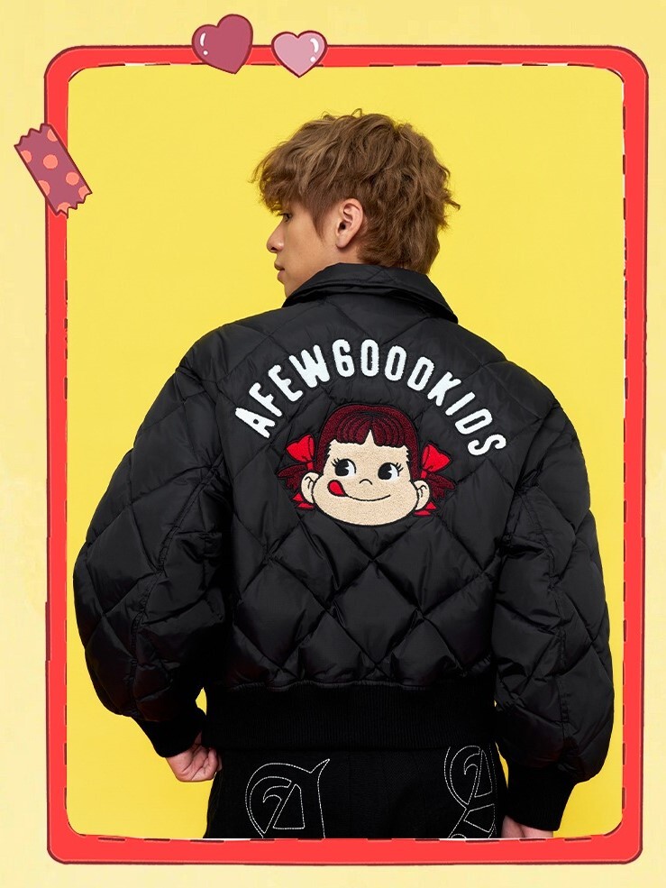 AFGK x 不二家 菱形格 背後人物刺繡 羽絨服  A FEW GOOD KIDS