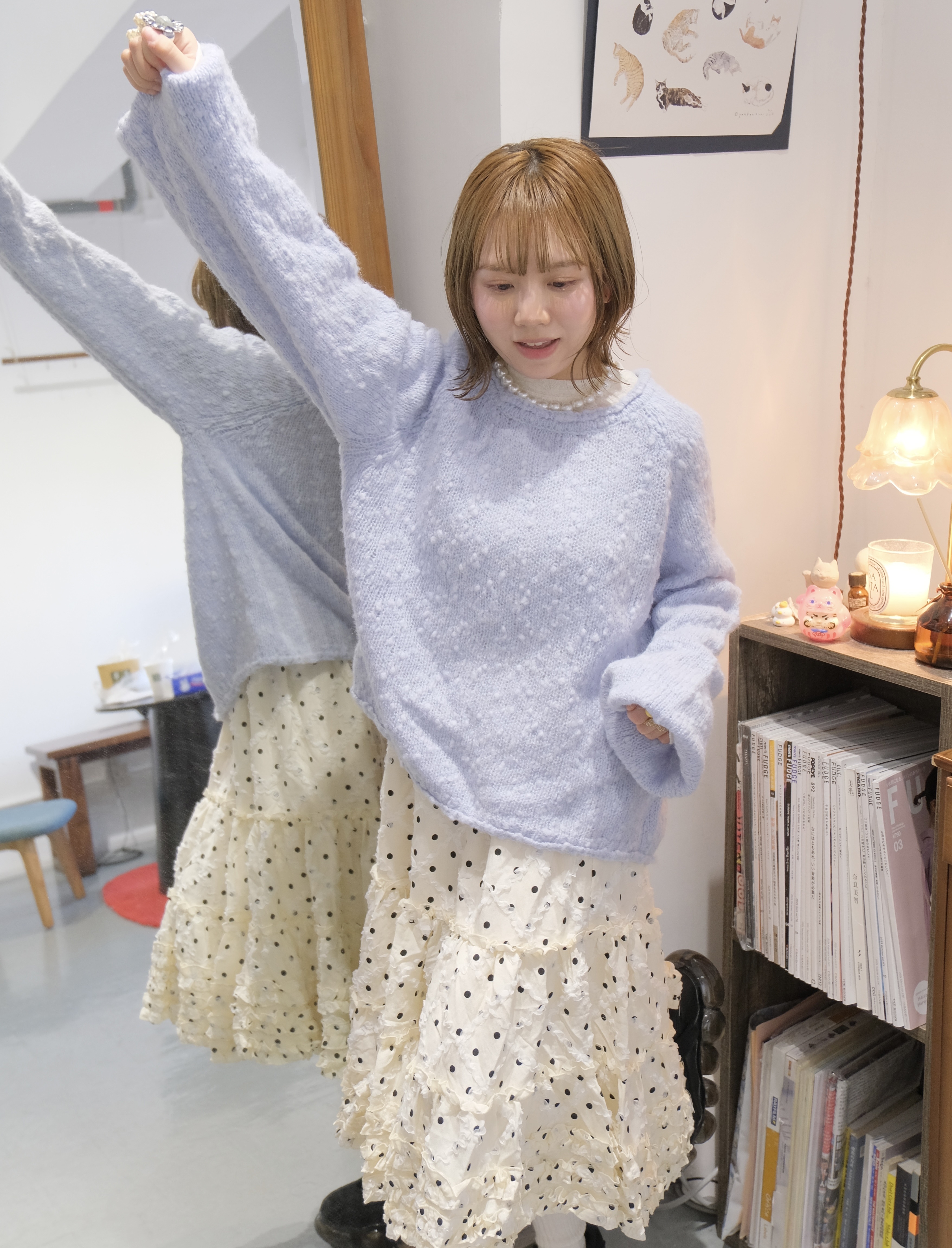 點點針織微透毛衣
