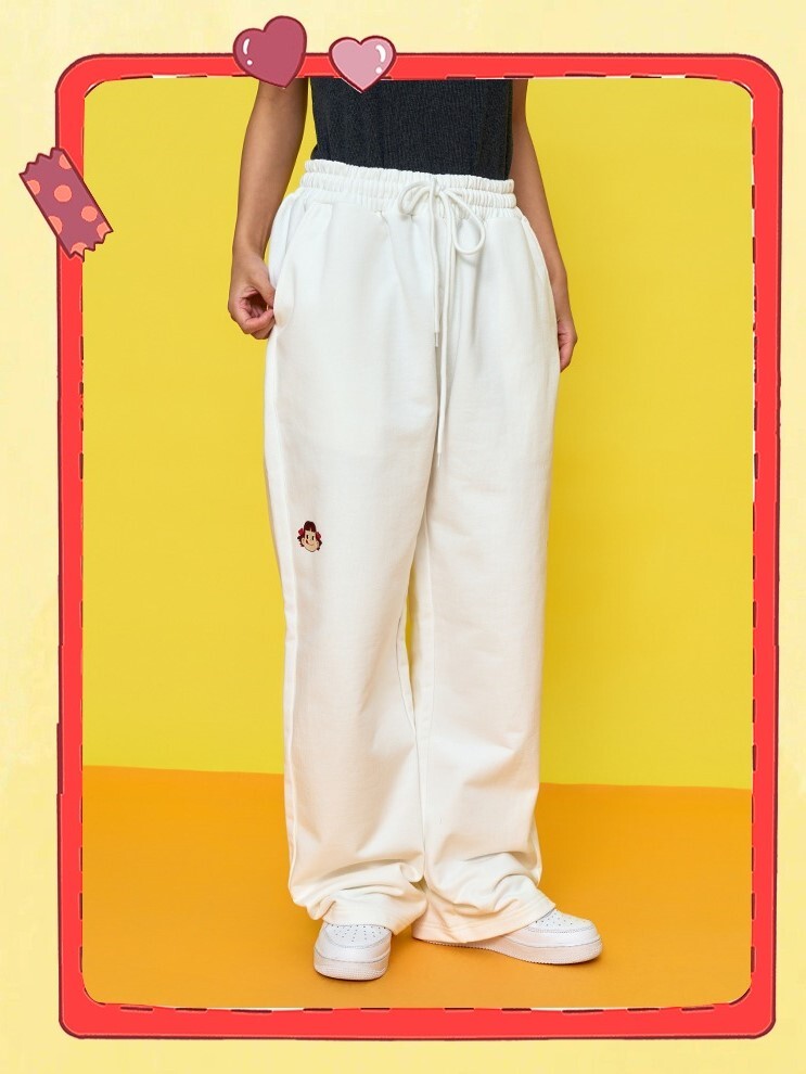 AFGK x 不二家   褲腳小圖印花 抽繩寬鬆休閒 長褲  A FEW GOOD KIDS