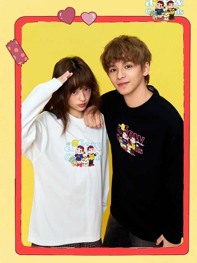 AFGK x 不二家  卡通群像印花 寬鬆休閒 長袖T  A FEW GOOD KIDS