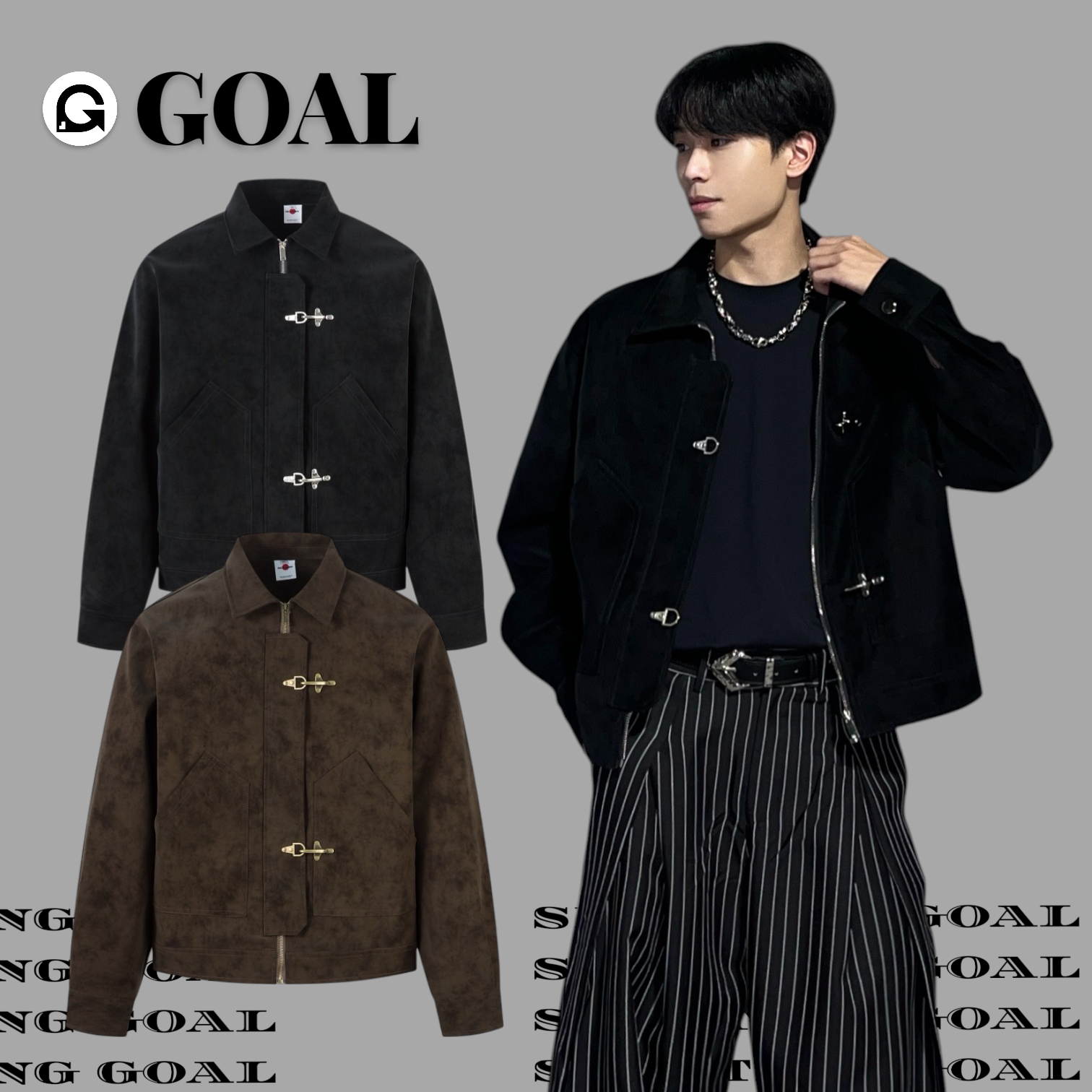 (GOAL) 美式解構飛機扣皮夾克外套 MC157