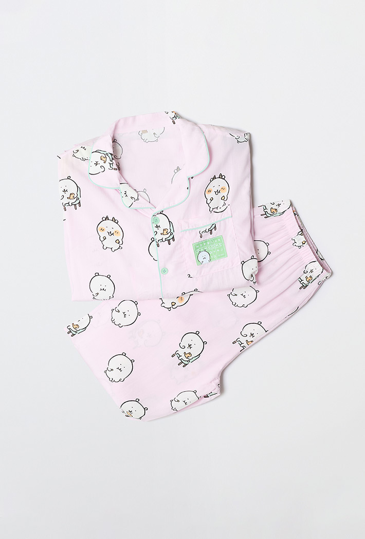 預訂｜SPAO x 白熊 可愛長袖睡衣套裝 PINK