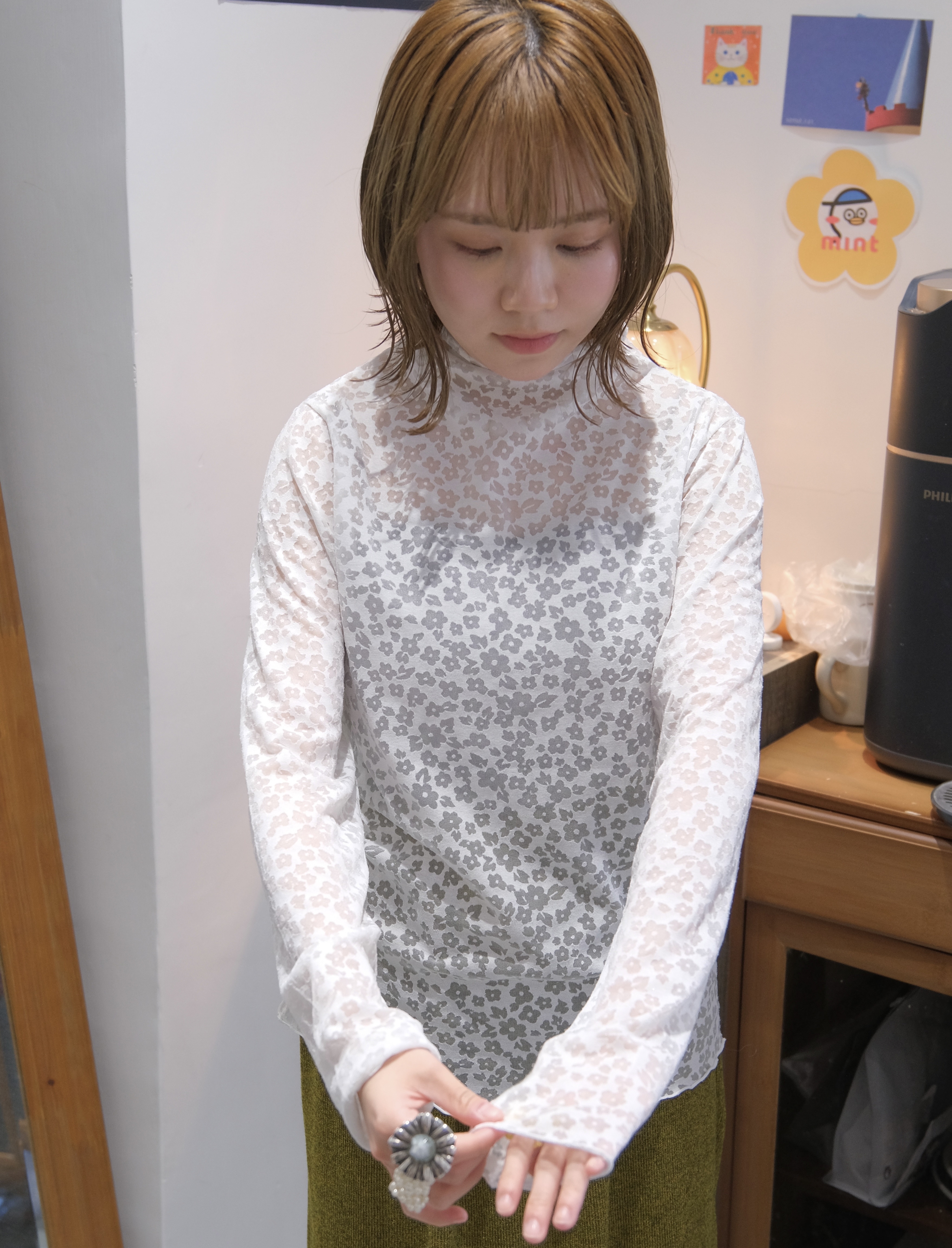 暗小花花高領打底