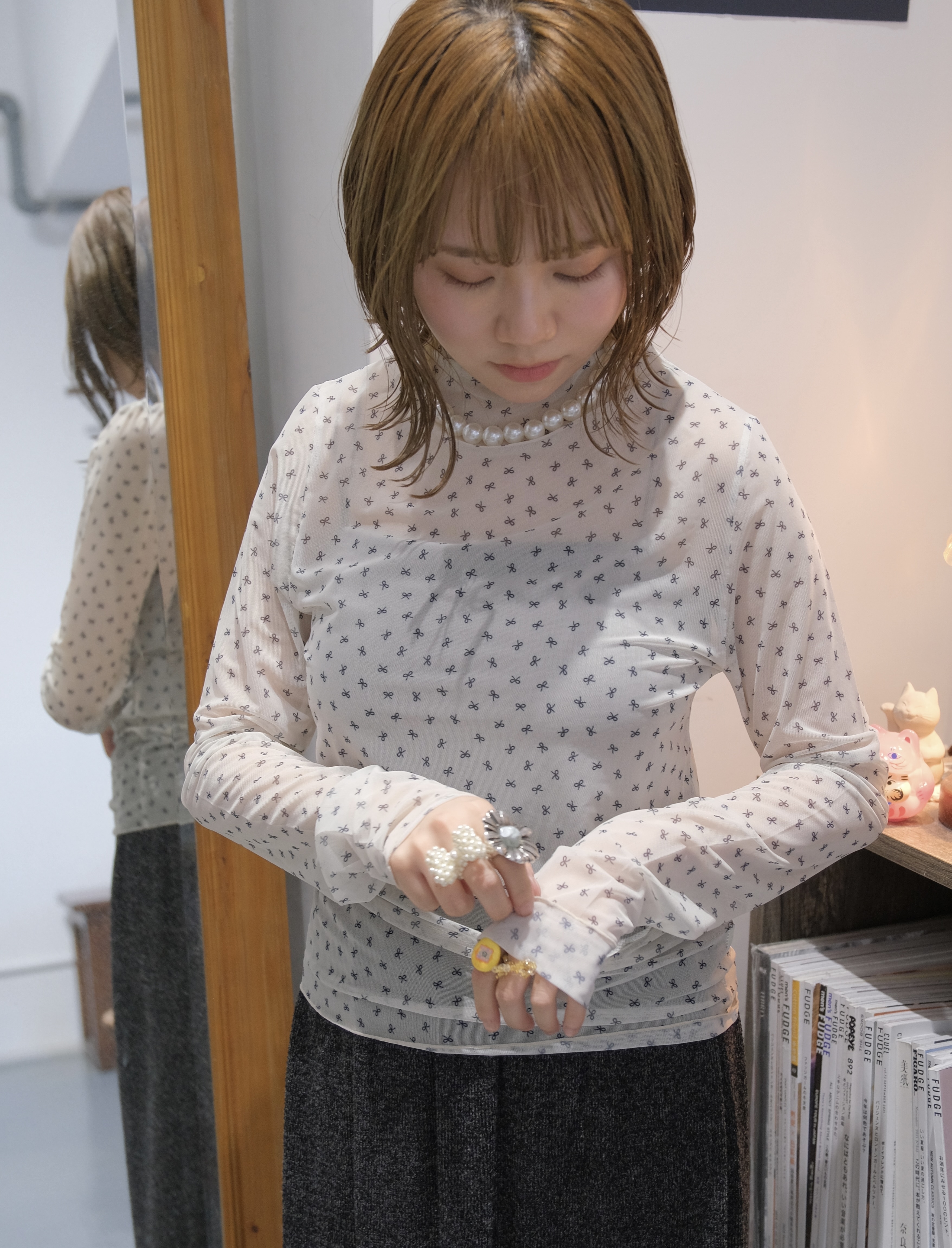 可愛蝴蝶結紗紗打底top