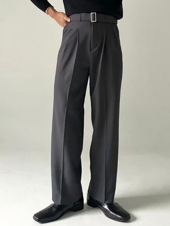 淨色連腰帶鬆身西褲 MONTH-027P