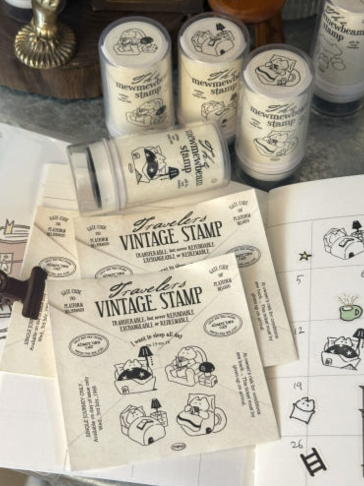 Mewmewbeam｜貓貓復古墨水印章 Ver.4（共四種）