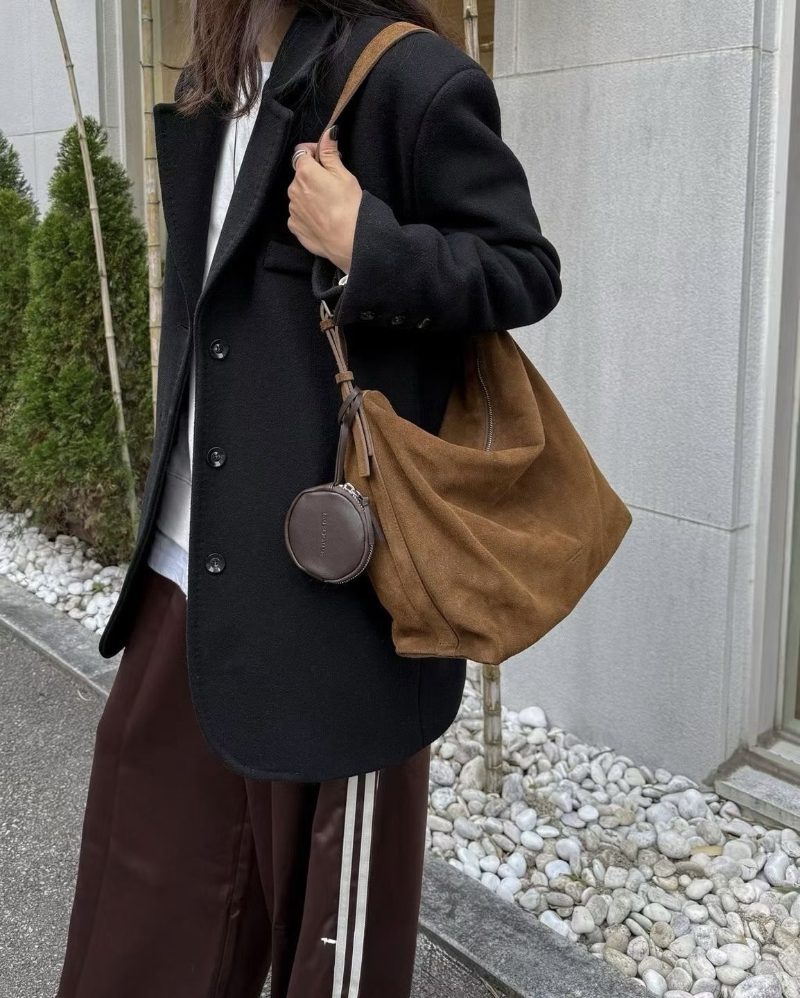 韓國法式淺口托特包 ^翻毛山羊皮^