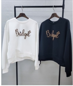 KE1742  -OS0022 啡色珠珠字衛衣 胸50，長21