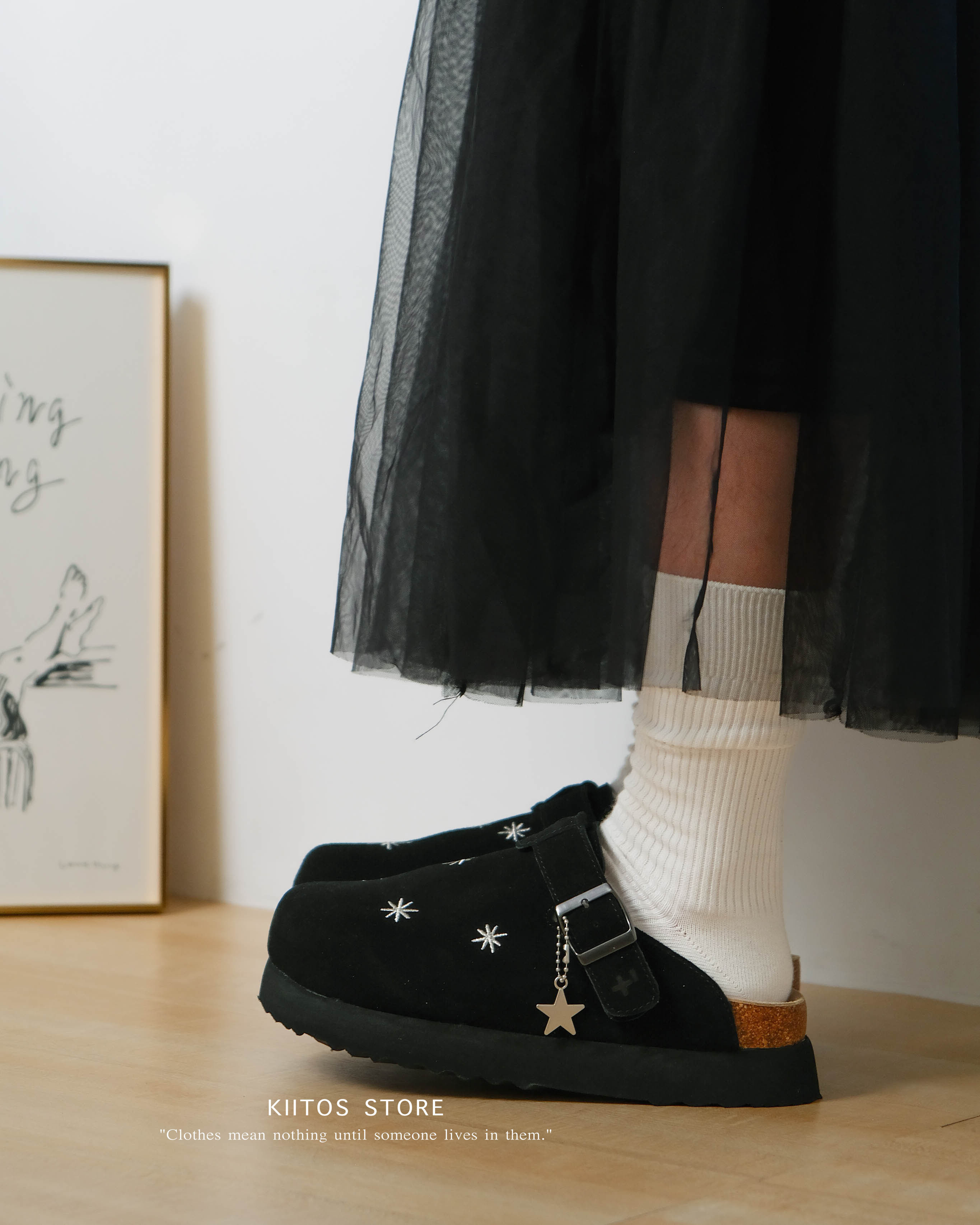 【現貨】OTZ x Lofa Seoul 聯名款 星星  絨面 麂皮 拖鞋 懶人鞋 勃肯鞋