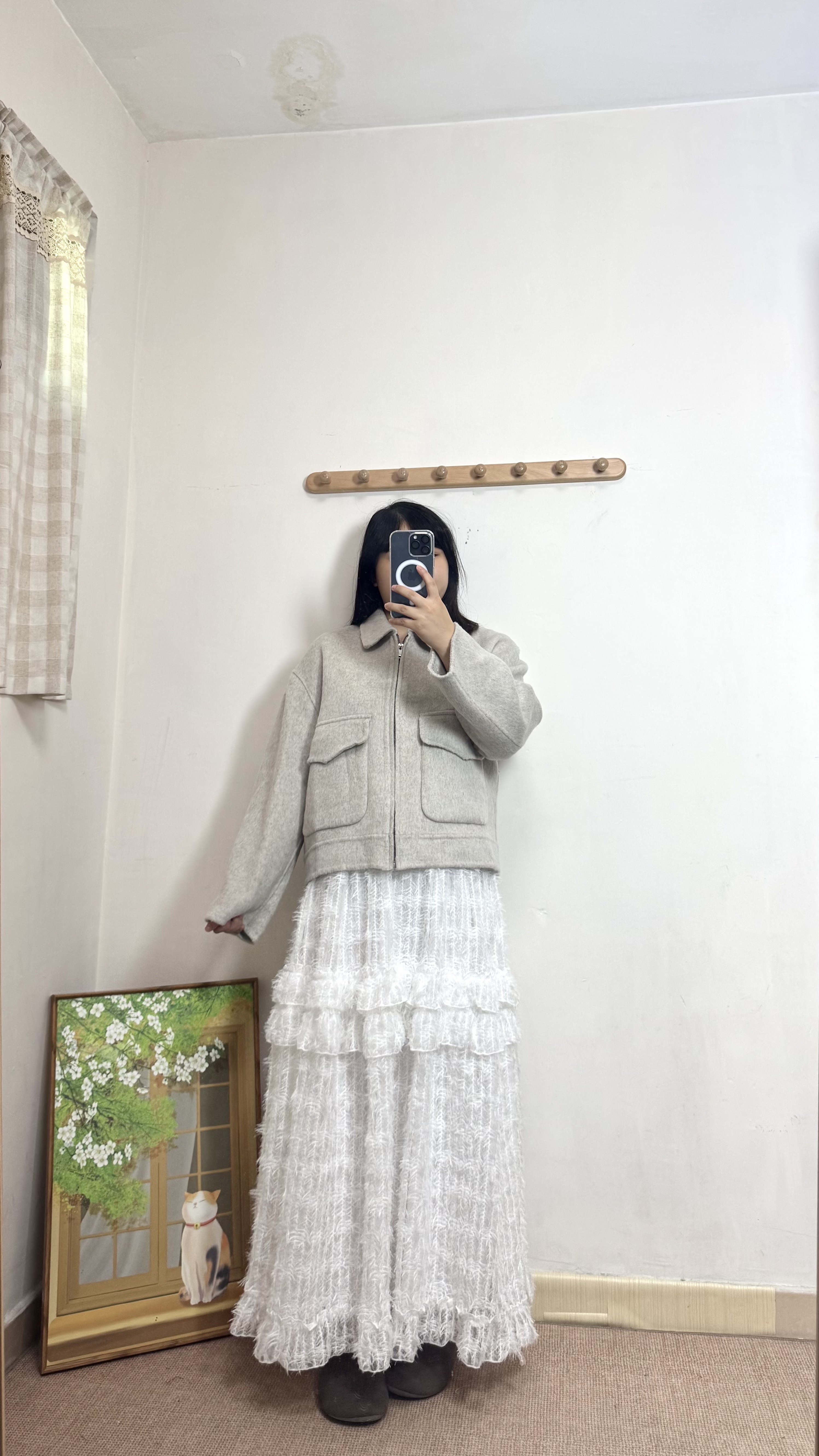 反領羊毛料外套