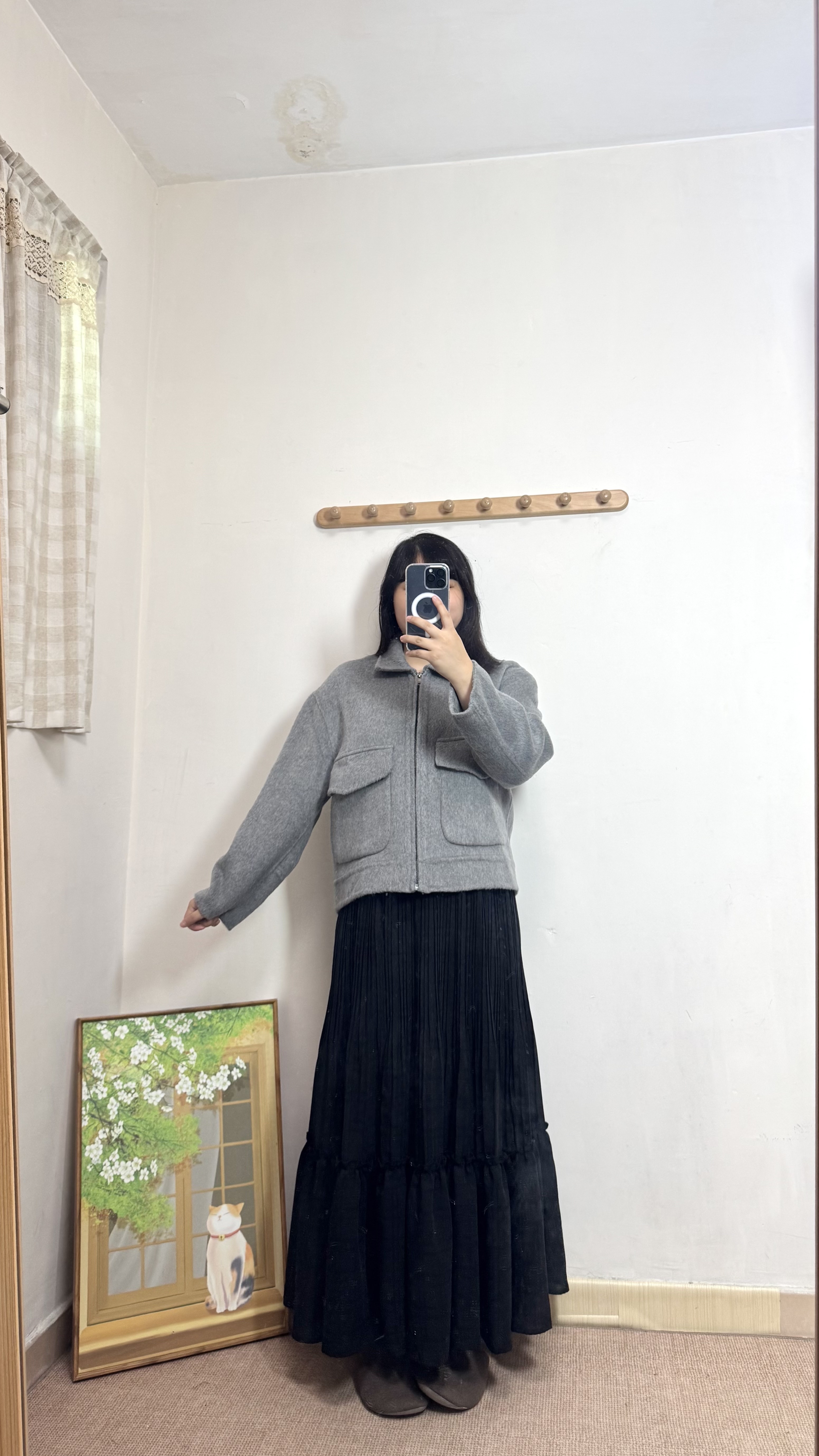 反領羊毛料外套