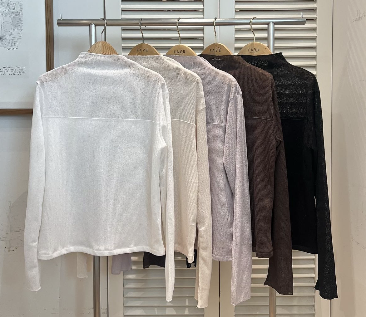 韓國 半高領薄長袖TEE（K11 FA824）