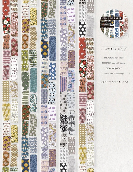 吉 LCN．小紙片 4cm割型霧面PET/和紙膠帶 <整捲/分裝>