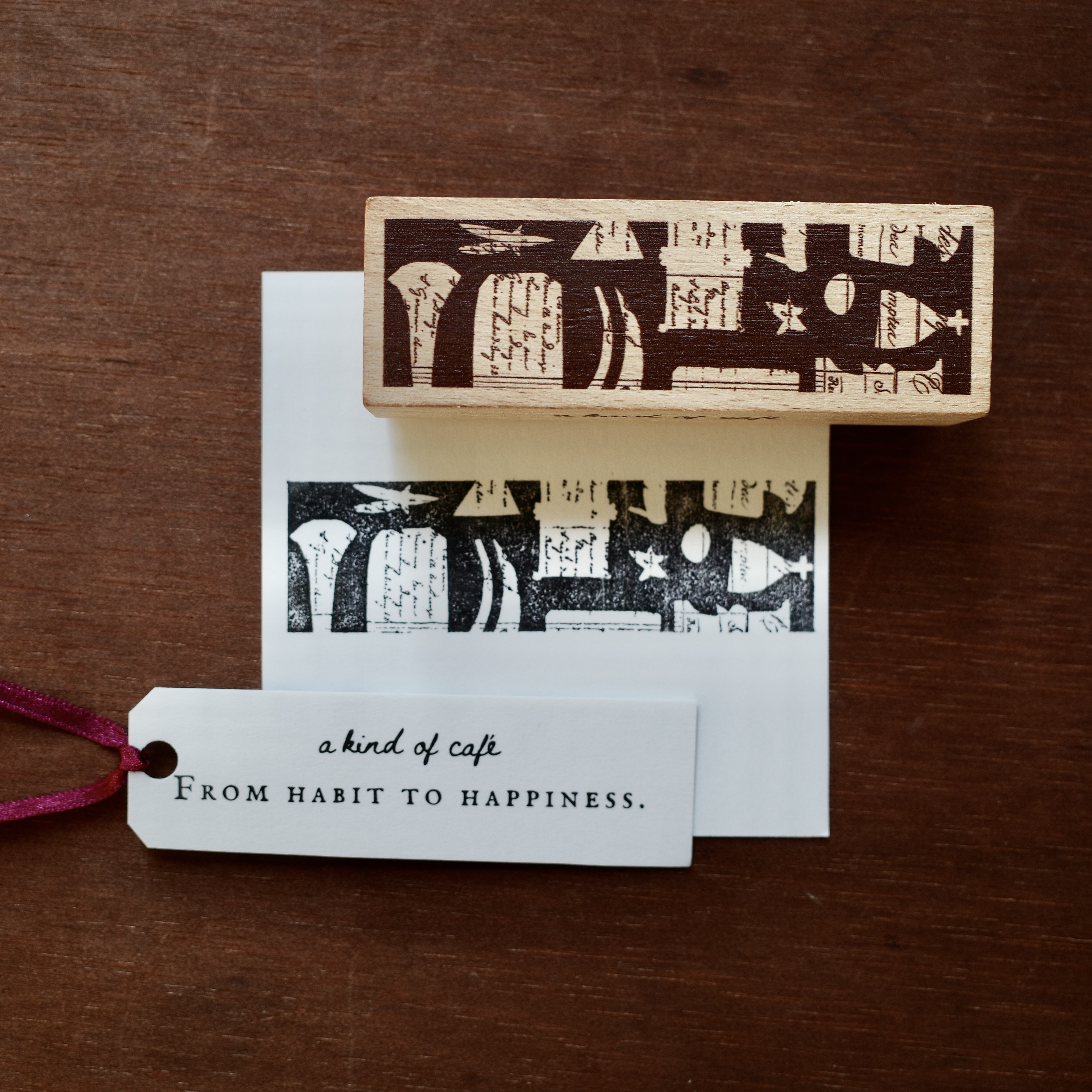 A Kind of cafe什物．字影書籤 Vintage Script 長條印章