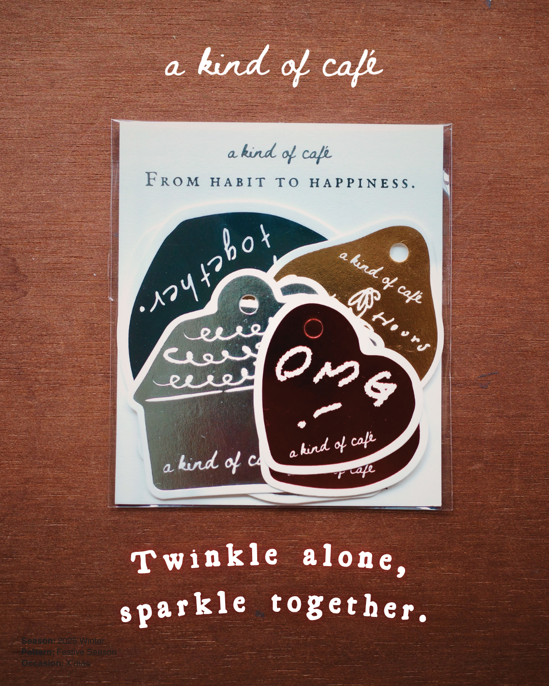 A Kind of cafe什物．聖誕燙金吊卡四款八入組合