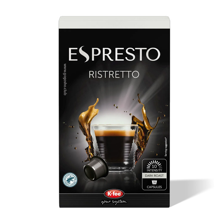 ESPRESTO Ristretto Espresso 咖啡 K-fee 膠囊 (16杯裝) - 深度烘焙